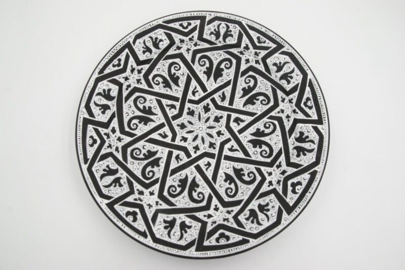 Plate Decor Safi Ceramic Handmade Black and White - Image 5