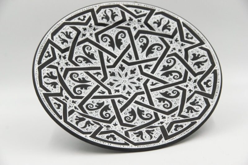 Plate Decor Safi Ceramic Handmade Black and White - Image 7