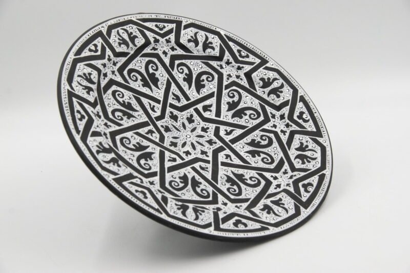 Plate Decor Safi Ceramic Handmade Black and White - Image 2