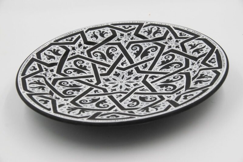 Plate Decor Safi Ceramic Handmade Black and White - Image 6