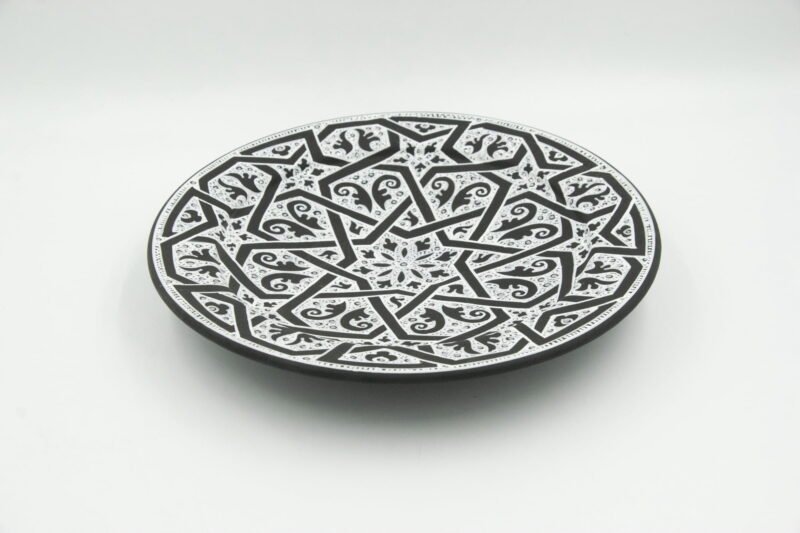 Plate Decor Safi Ceramic Handmade Black and White - Image 4