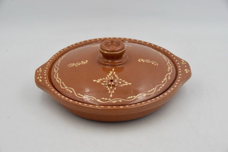 Tagra Cooking Pot Tagine Natural Terra Cotta Glazed Handmade Painted Line 4 Sizes - Image 6