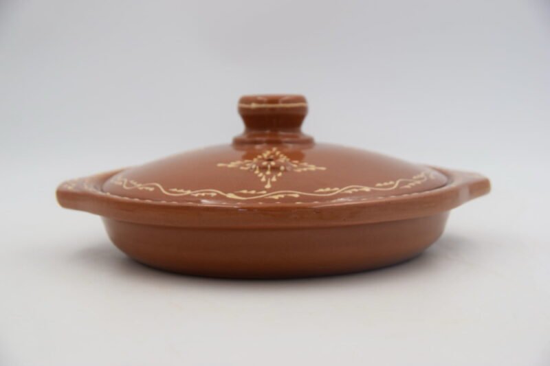 Tagra Cooking Pot Tagine Natural Terra Cotta Glazed Handmade Painted Line 4 Sizes - Image 3
