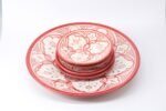 Plate Set 4+1 – Handmade Moroccan Ceramic Plates Red