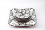 Plate Set 4+1 – Handmade Moroccan Ceramic Square Plates Black