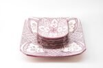 Plate Set 4+1 – Handmade Moroccan Ceramic Square Plates Purple