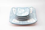 Plate Set 4+1 – Handmade Moroccan Ceramic Square Plates Sky Blue