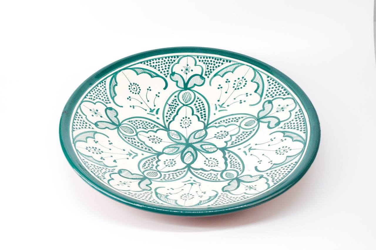 Plate Set 4+1 – Handmade Moroccan Ceramic Plates Green - Image 3