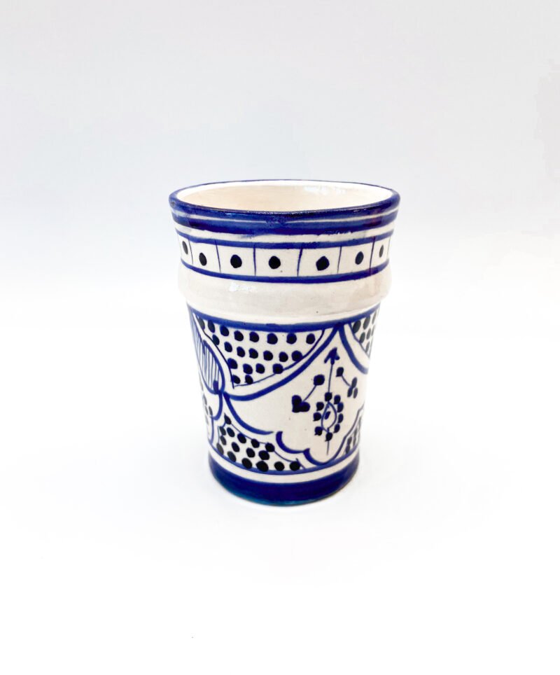 Moroccan Ceramic Cup - Handmade Blue Cup Glazed