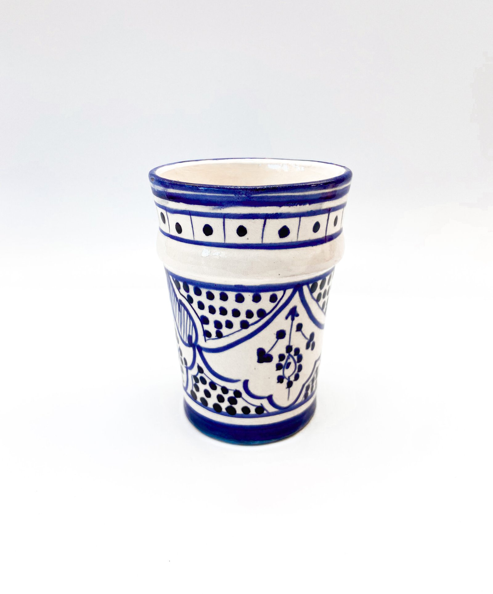 Moroccan Ceramic Cup - Handmade Blue Cup Glazed