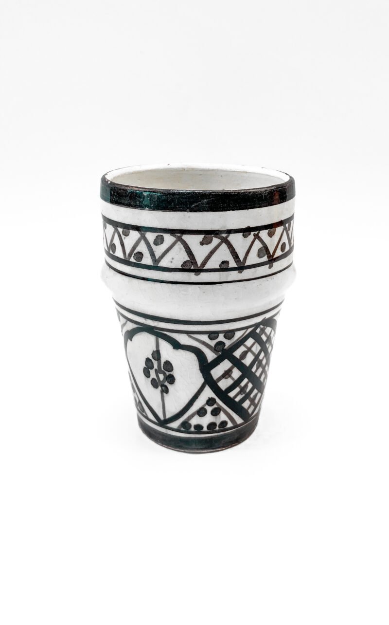 Moroccan Ceramic Cup - Handmade Black Cup Glazed